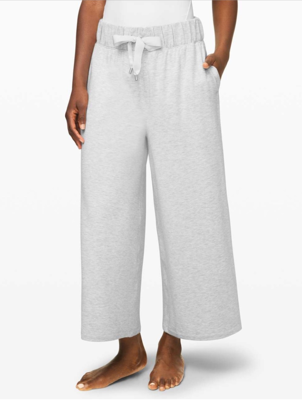 Lululemon || Seek Stillness Mid Rise Crop Pants Wide Leg Light Gray 0